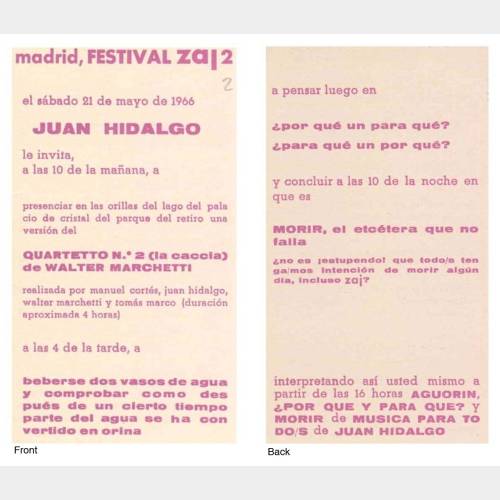 Invitation to Festival Zaj 2, 21 de Mayo