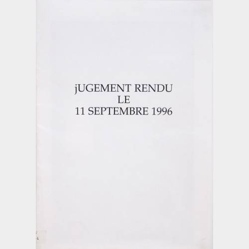 Jugement rendu le 11 septembre 1996