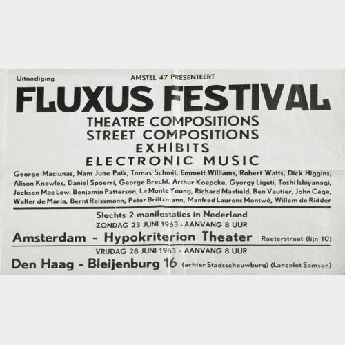 Fluxus Festival. Theatre compositions, street compositions, exhibits, electronic music