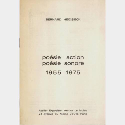 Poésie Action Poésie Sonore 1955-1975