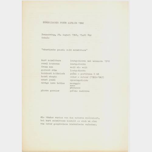 Austellung und dokumentation visueller Poesie 1968