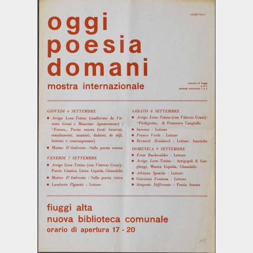 Oggi poesia domani - Mostra internazionale