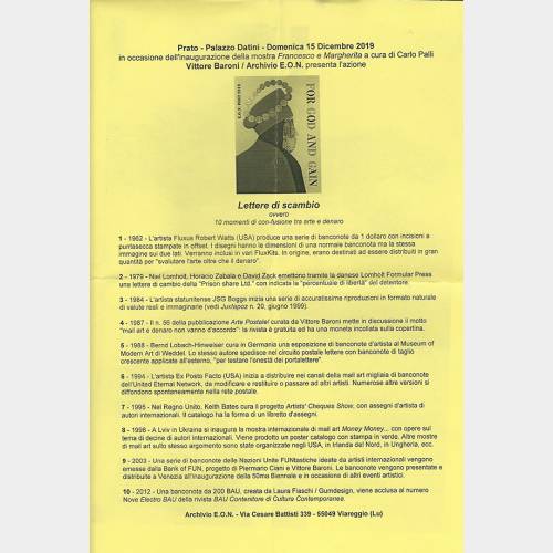 Lettere di scambio ovvero 10 momenti di con-fusione tra arte e denaro