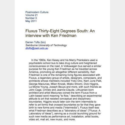 Fluxus thirty-eight degrees south: an interview with Ken Friedman