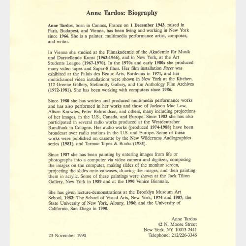 Anne Tardos: Biography