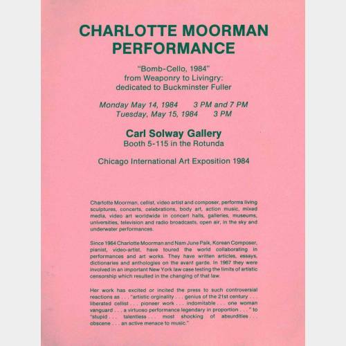 Charlotte Moorman. Performance